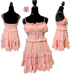 Wild Fable Peach Ruffle Babydoll Mini Dress XS – Soft Girl Coquette